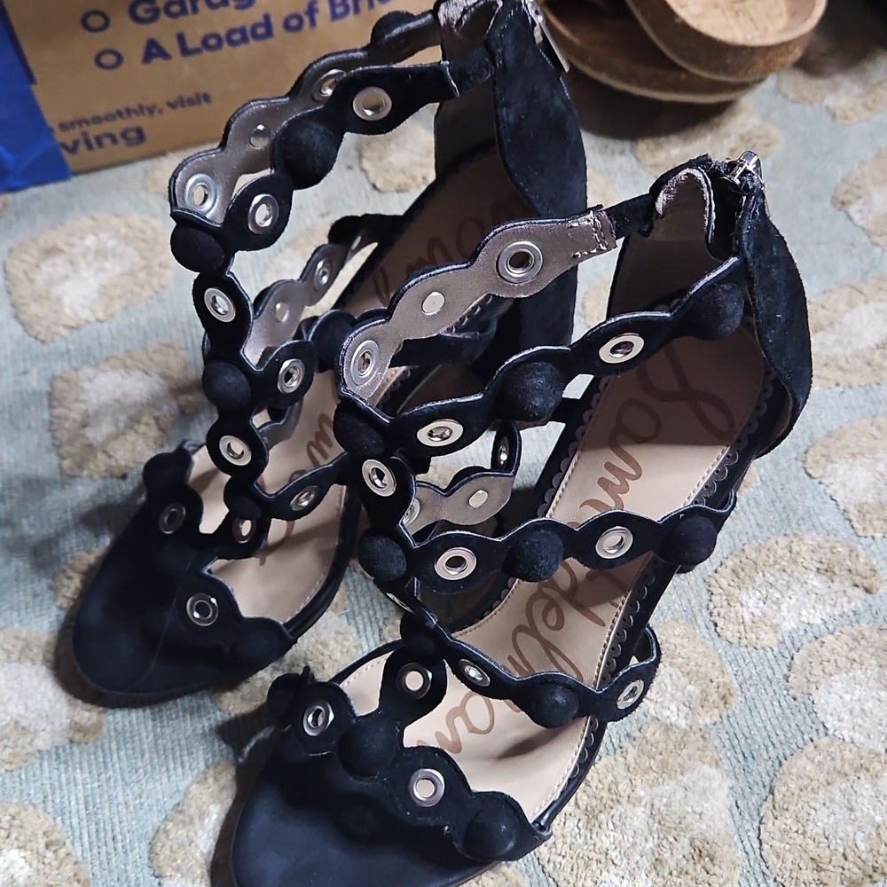 Sam Edelman Women's Yuli Heeled Sandal Back Zipper Black Size 6.5
